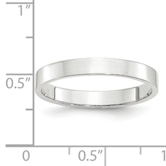 10k White Gold 3mm Lightweight Flat Wedding Band Size 4