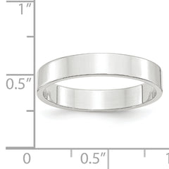 10k White Gold 4mm Lightweight Flat Wedding Band Size 4