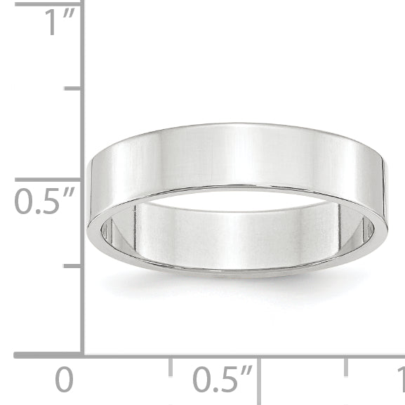10k White Gold 5mm Lightweight Flat Wedding Band Size 4