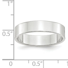 10k White Gold 5mm Lightweight Flat Wedding Band Size 4