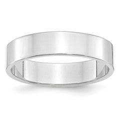 14k White Gold 5mm Lightweight Flat Wedding Band Size 14