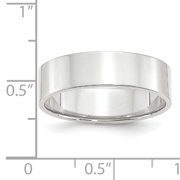 10k White Gold 6mm Lightweight Flat Wedding Band Size 4