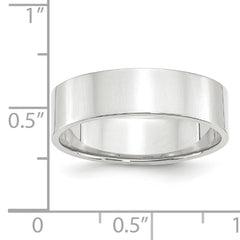 10k White Gold 6mm Lightweight Flat Wedding Band Size 4