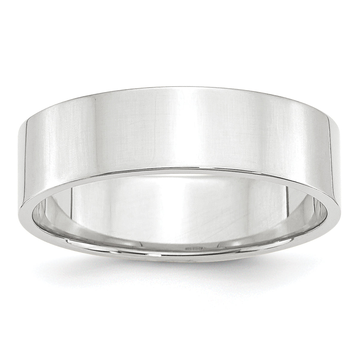 14k White Gold 6mm Lightweight Flat Wedding Band Size 14