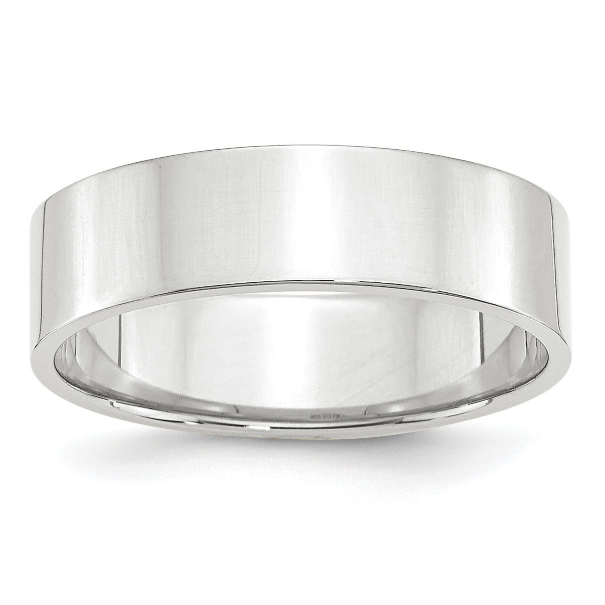 14k White Gold 6mm Lightweight Flat Wedding Band Size 14