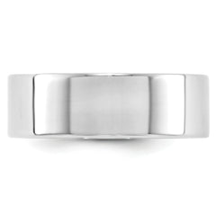 10k White Gold 7mm Lightweight Flat Wedding Band Size 4