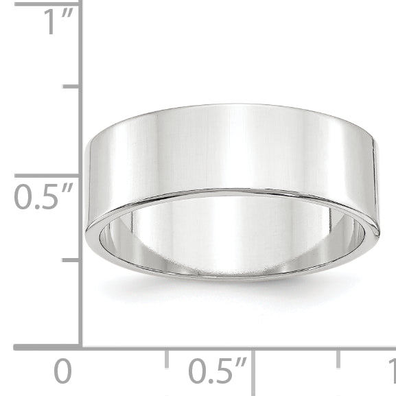 10k White Gold 7mm Lightweight Flat Wedding Band Size 4