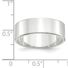 10k White Gold 7mm Lightweight Flat Wedding Band Size 4