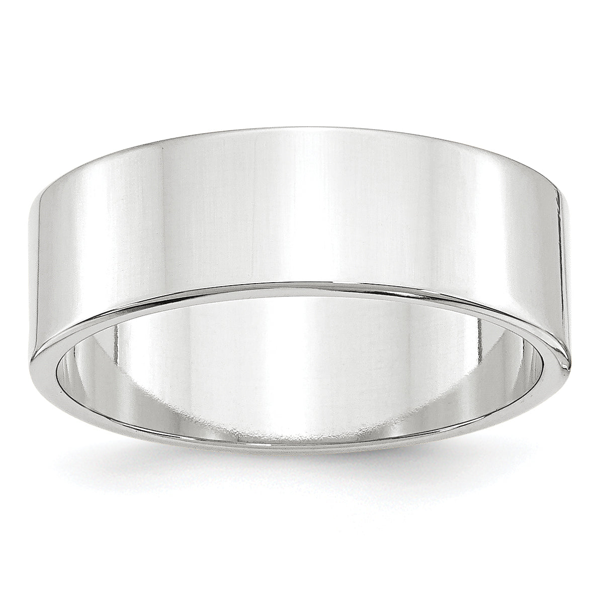 14k White Gold 7mm Lightweight Flat Wedding Band Size 14