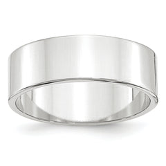 14k White Gold 7mm Lightweight Flat Wedding Band Size 14