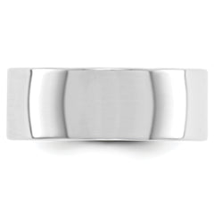 10k White Gold 8mm Lightweight Flat Wedding Band Size 4