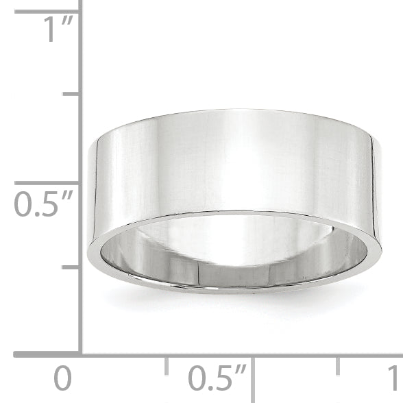 10k White Gold 8mm Lightweight Flat Wedding Band Size 4