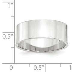 10k White Gold 8mm Lightweight Flat Wedding Band Size 4
