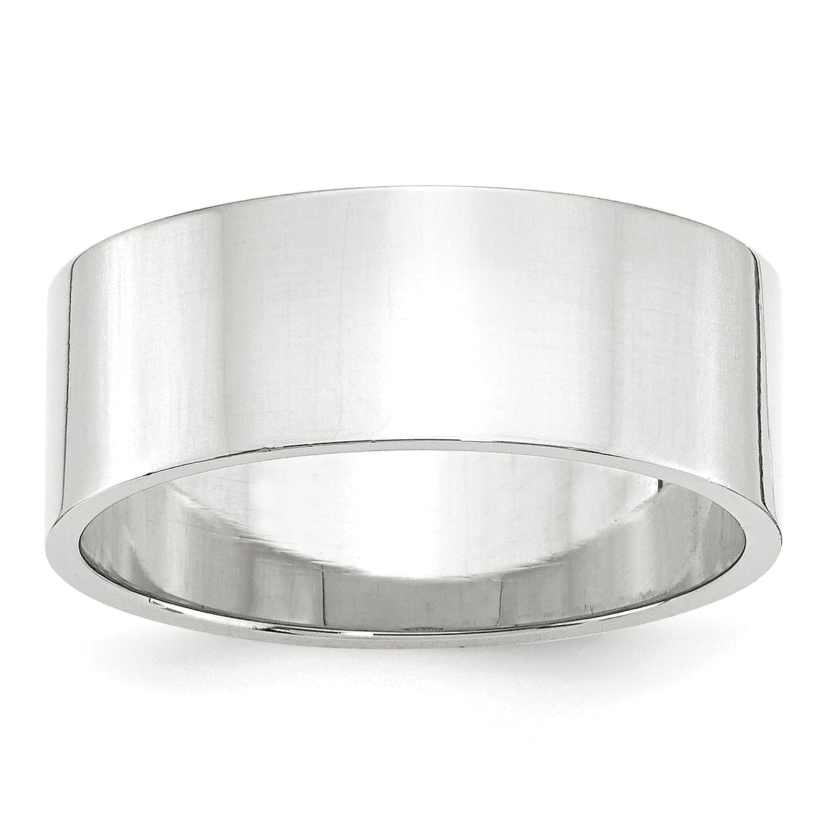 14k White Gold 8mm Lightweight Flat Wedding Band Size 14