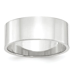 14k White Gold 8mm Lightweight Flat Wedding Band Size 14