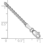 14K White Gold 7 inch 1.9mm Flat Wheat with Lobster Clasp Bracelet