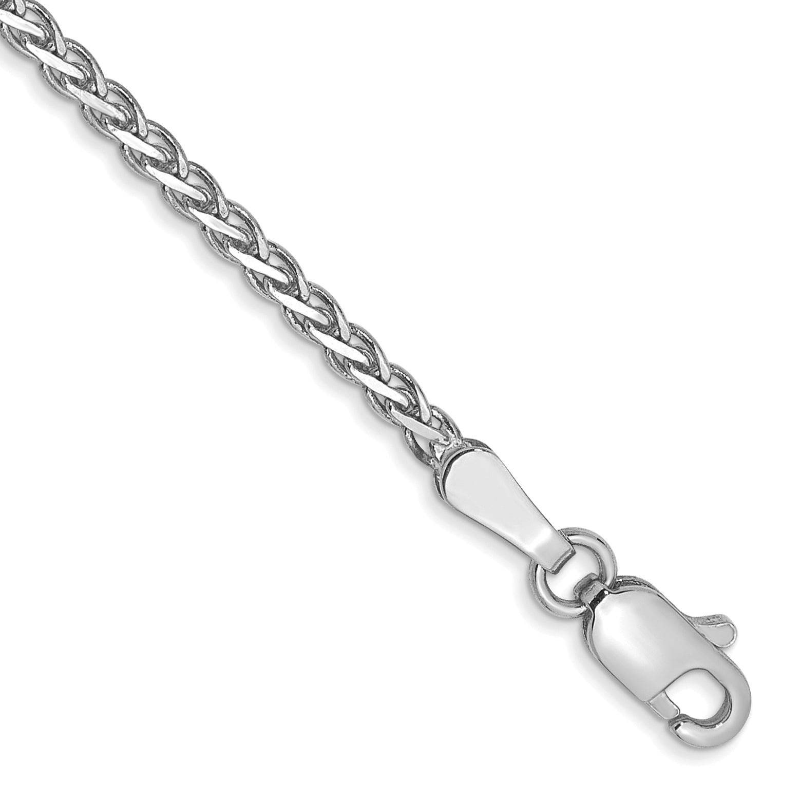 14K White Gold 7 inch 1.9mm Flat Wheat with Lobster Clasp Bracelet Main image
