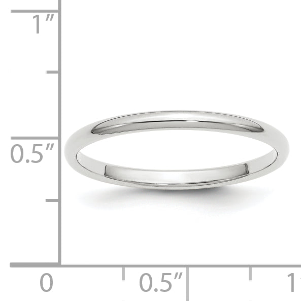 10k White Gold 2mm Half Round Wedding Band Size 4