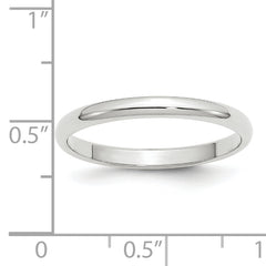 10k White Gold 2.5mm Half Round Wedding Band Size 4