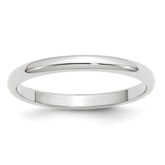 14k White Gold 2.5mm Half Round Wedding Band Size 14