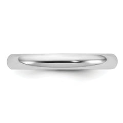 10k White Gold 3mm Half Round Wedding Band Size 4