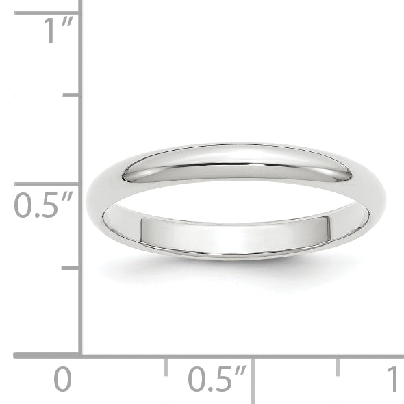 10k White Gold 3mm Half Round Wedding Band Size 4