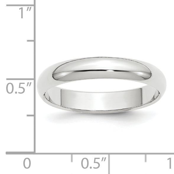 10k White Gold 4mm Half Round Wedding Band Size 4