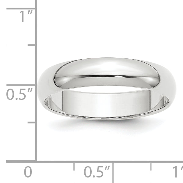 10k White Gold 5mm Half Round Wedding Band Size 4