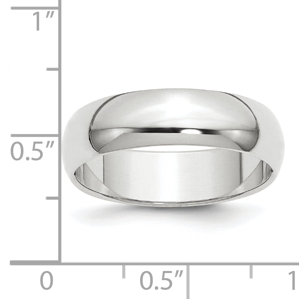 10k White Gold 6mm Half Round Wedding Band Size 4