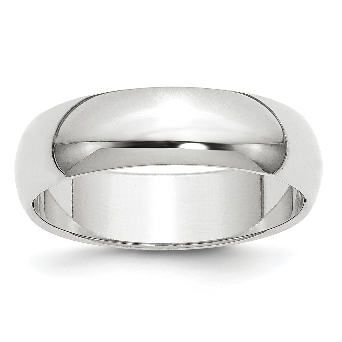 14k White Gold 6mm Half Round Wedding Band Size 14