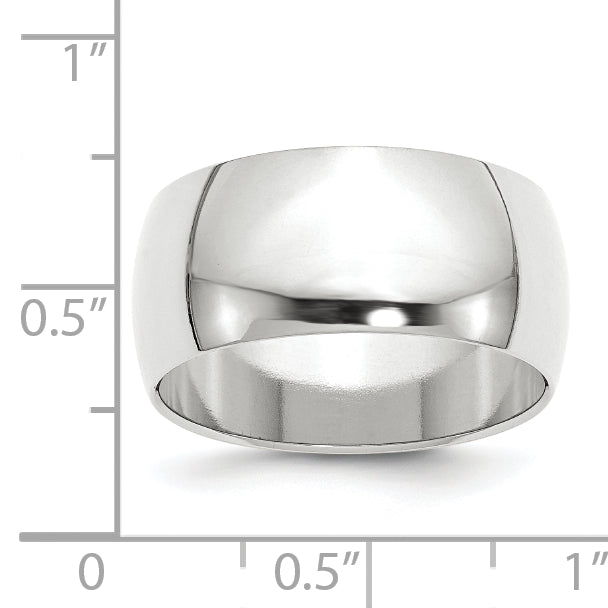 10k White Gold 10mm Half Round Wedding Band Size 4