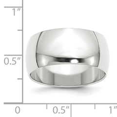 10k White Gold 10mm Half Round Wedding Band Size 4