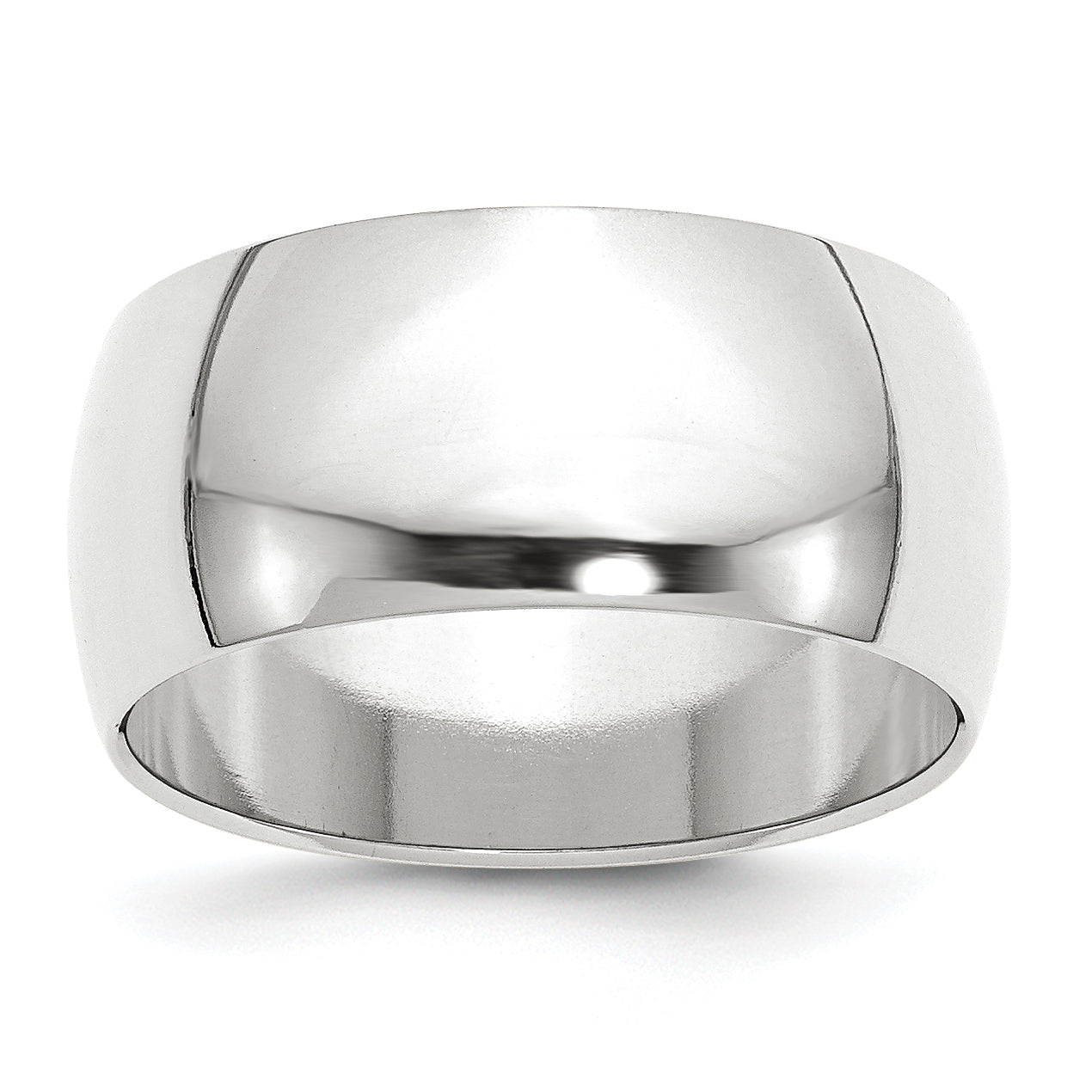 14k White Gold 10mm Half Round Wedding Band Size 14