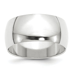 14k White Gold 10mm Half Round Wedding Band Size 14