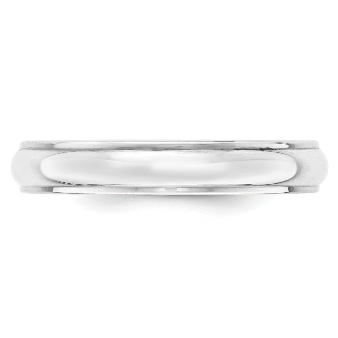 10k White Gold 4mm Half Round with Edge Wedding Band Size 4