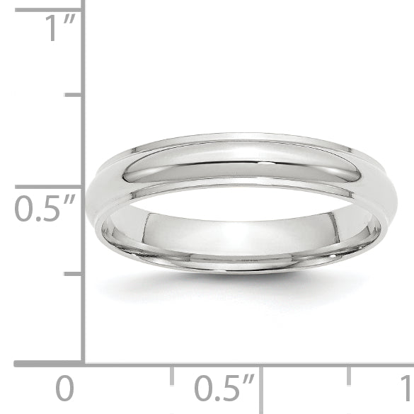 10k White Gold 4mm Half Round with Edge Wedding Band Size 4