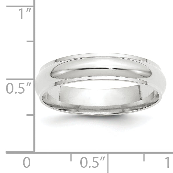 10k White Gold 5mm Half Round with Edge Wedding Band Size 4