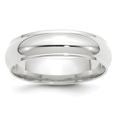 14k White Gold 6mm Half Round with Edge Wedding Band Size 14