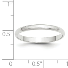 10k White Gold 2.5mm Lightweight Half Round Wedding Band Size 4