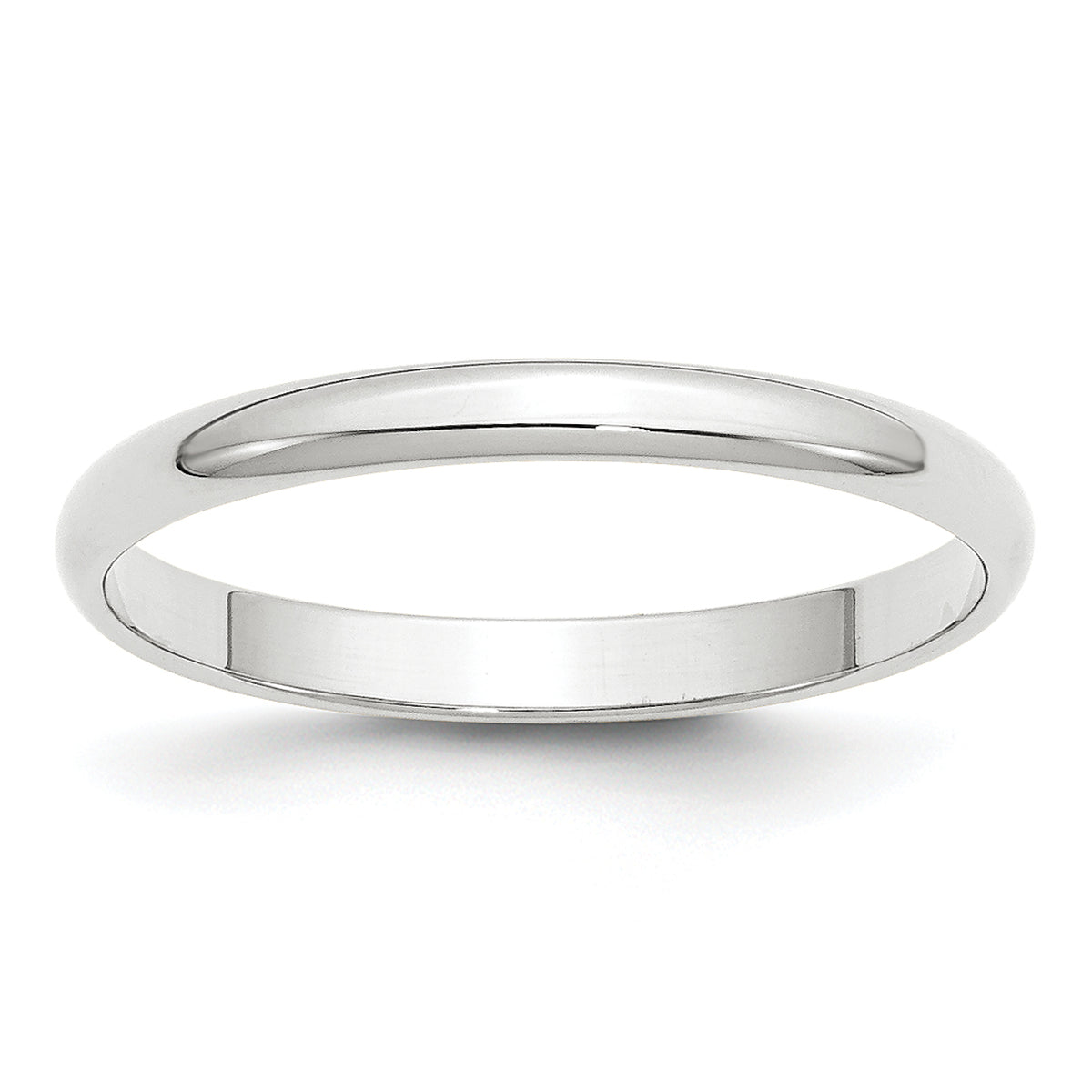 14k White Gold 2.5mm Lightweight Half Round Wedding Band Size 14