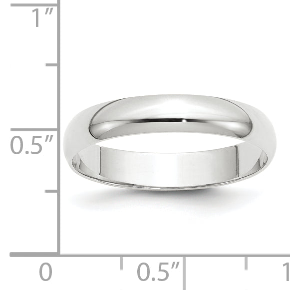 10k White Gold 4mm Lightweight Half Round Wedding Band Size 4