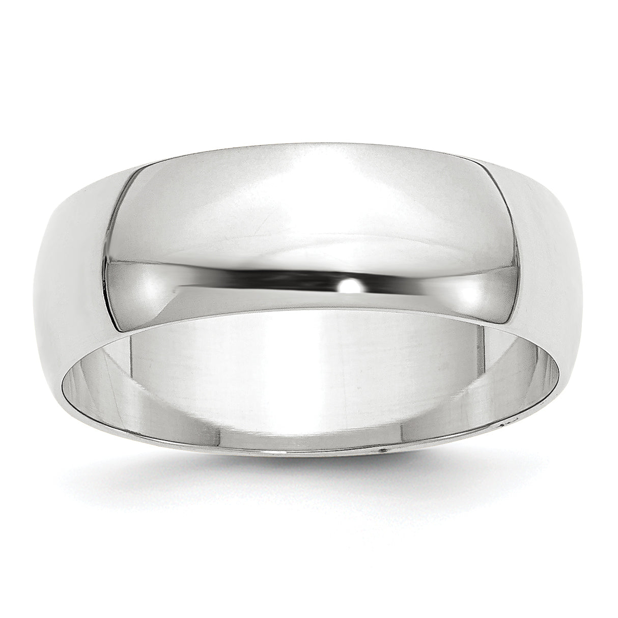 14k White Gold 7mm Lightweight Half Round Wedding Band Size 14