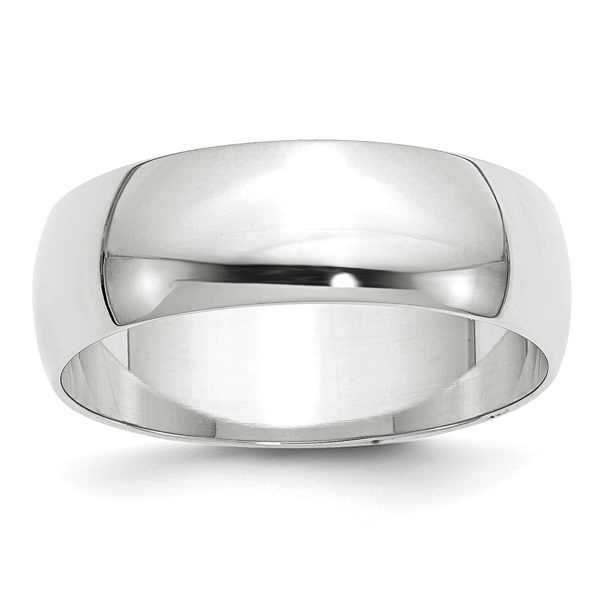 14k White Gold 7mm Lightweight Half Round Wedding Band Size 14