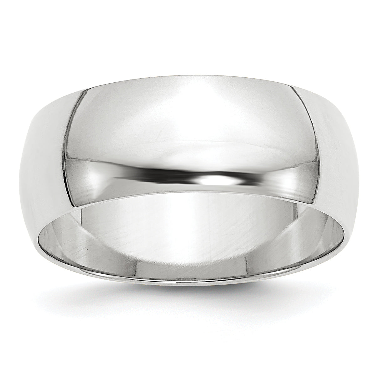 14k White Gold 8mm Lightweight Half Round Wedding Band Size 14