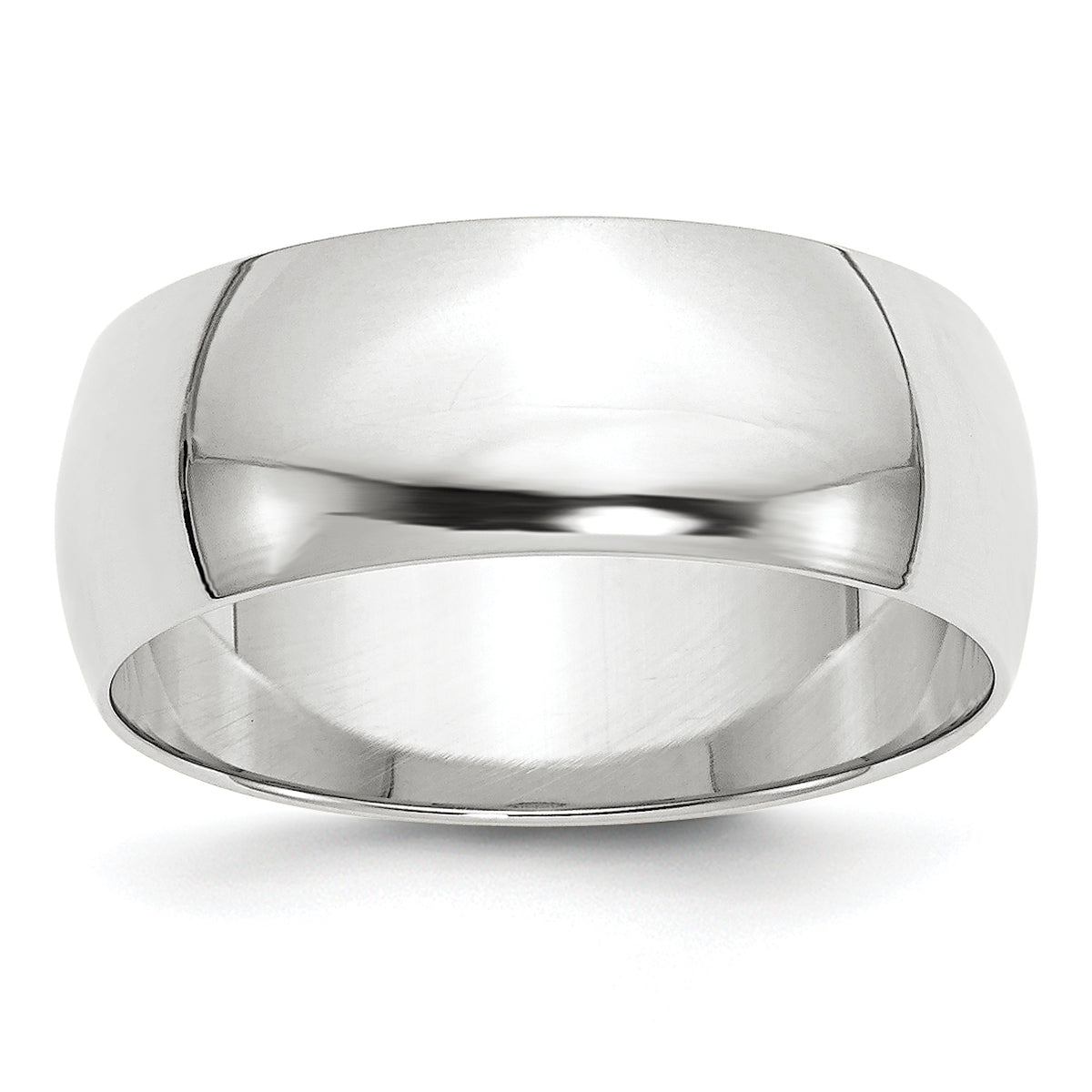 14k White Gold 8mm Lightweight Half Round Wedding Band Size 14