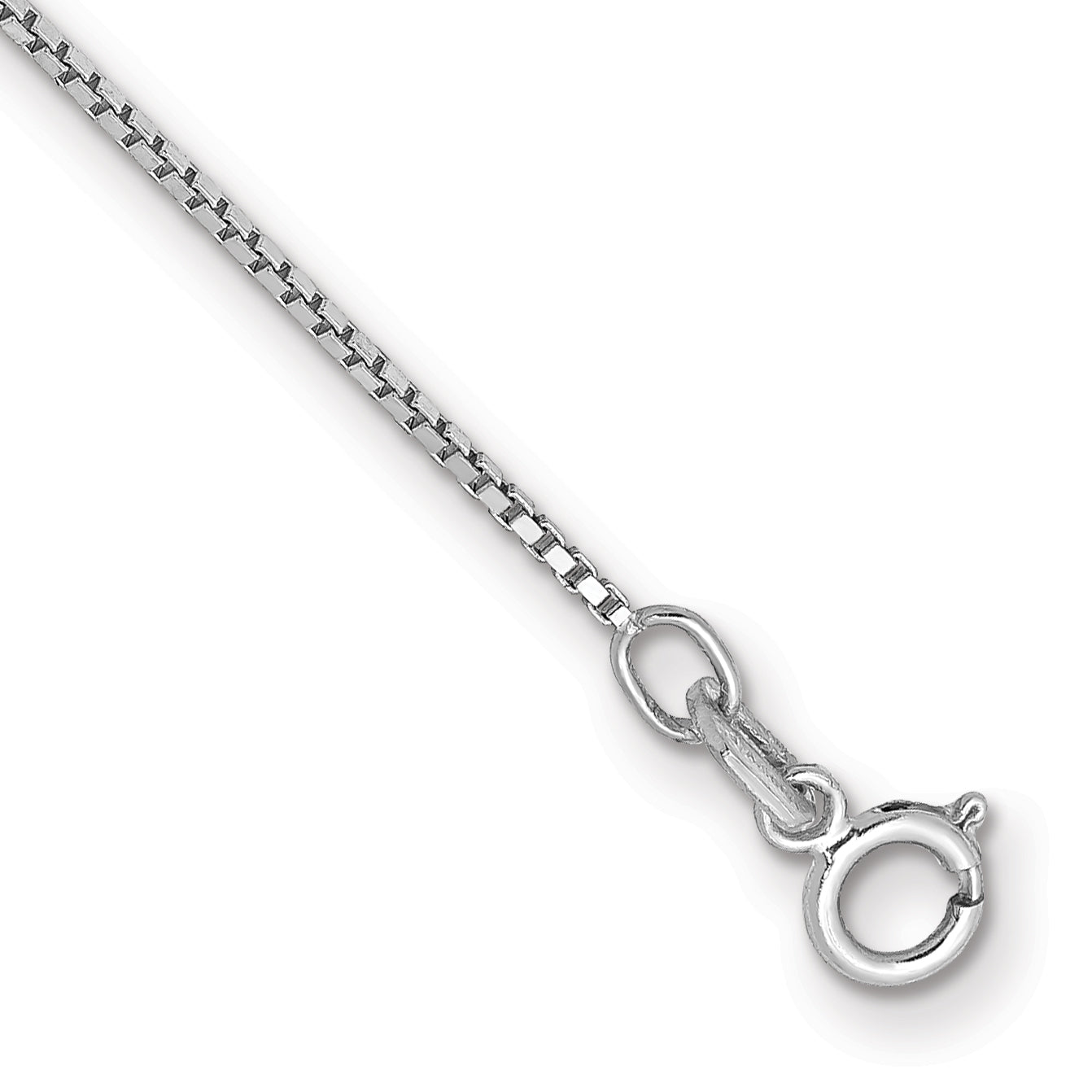14K White Gold 7 inch .9mm Box with Spring Ring Clasp Bracelet Main image