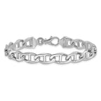 14K White Gold 8 inch 9mm Hand Polished Fancy Anchor Link with Fancy Lobster Clasp Bracelet