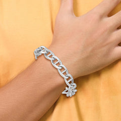 14K White Gold 8 inch 10.3mm Hand Polished Fancy Anchor Link with Fancy Lobster Clasp Bracelet