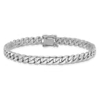 14K White Gold 8 inch 6.8mm Hand Polished Flat Beveled Curb Link with Box Catch Clasp Bracelet