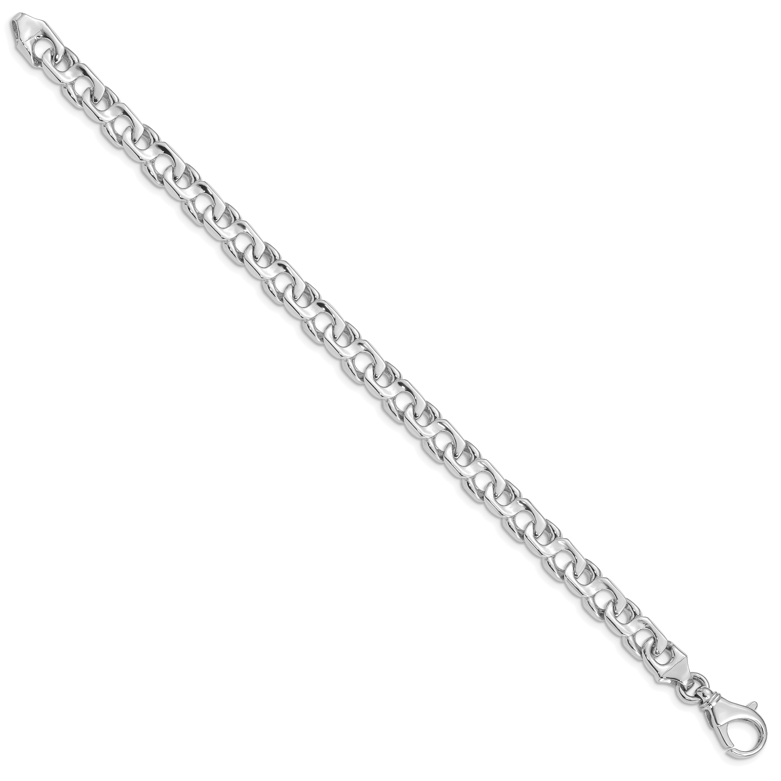 14K White Gold  8 inch 7.4mm Hand Polished Fancy Link with Fancy Lobster Clasp Bracelet Secondary image